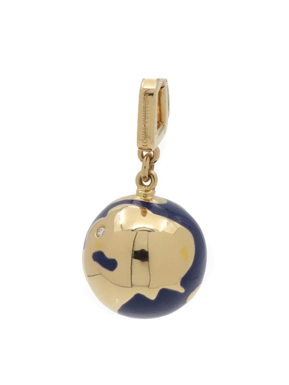 Louis Vuitton Globe Charm Yellow Gold Blue 18k Enamel Diamond Earth